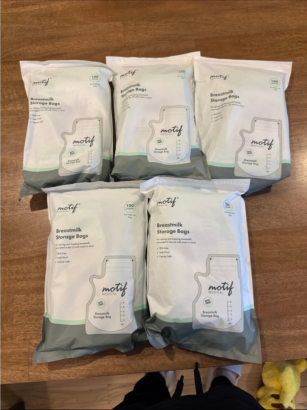 Motif Breastmilk Storage Bags - White & Mint (5 packs)